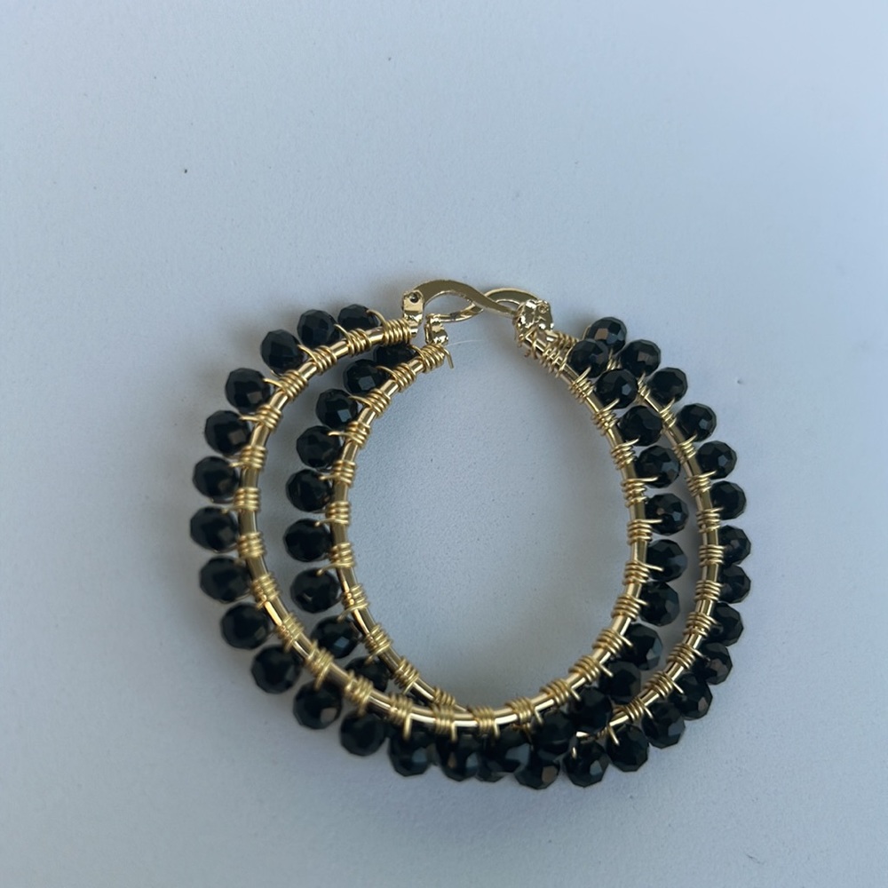 Black Crystal Hoops